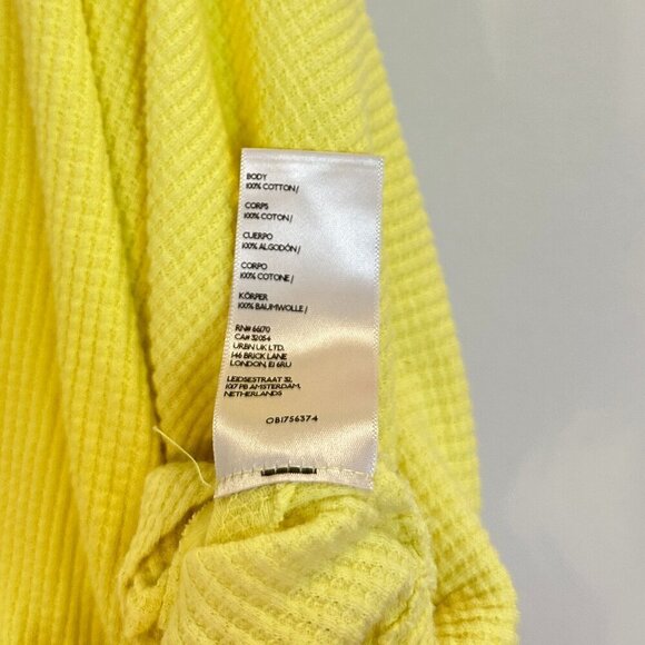 FREE PEOPLE Microphone Drop-Shoulder Cotton Thermal Top in Lemon Grass X-Small - Picture 7 of 9